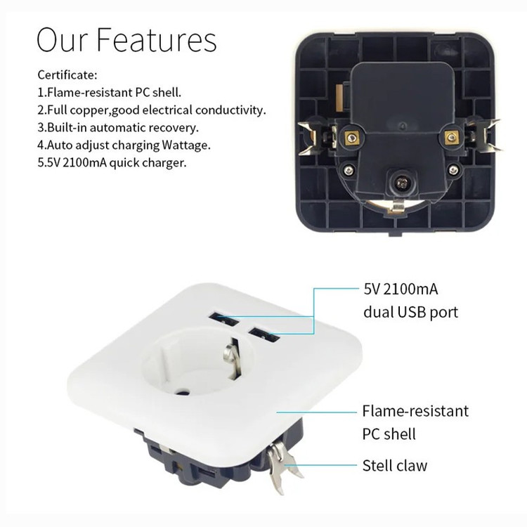 پریز برق مدل شارژر دار USB تارا مجموعه 4 عددی