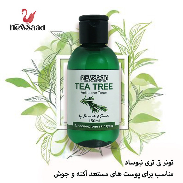 تونر پاک کننده صورت نیوساد مدل Tee Tree مناسب برای پوست آکنه ای حجم 150 میلی لیتر بسته 4 عددی