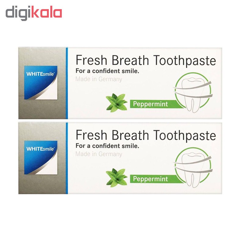 خمیر دندان وایت اسمایل مدل از بین برنده باکتری ها و بوی بد دهان Fresh Breath حجم 75 میلی گرم مجموعه دو عددی