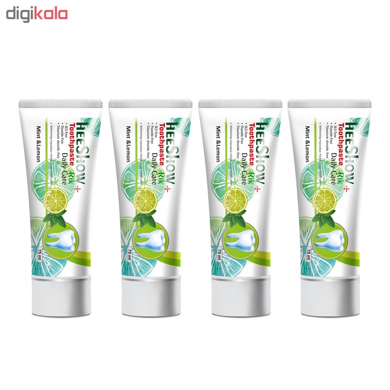 خمیر دندان هیشو ریک مدل mint & lemon حجم 75 میلی لیتر مجموعه 4 عددی