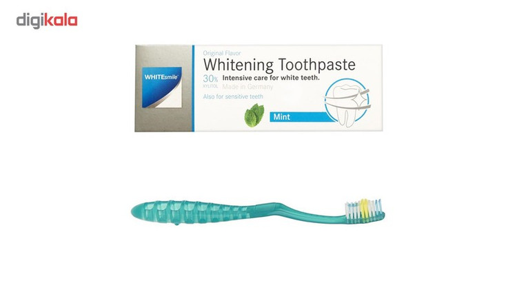 پک خمیر دندان وایت اسمایل مدل Whitening حجم 75میلی لیتر به همراه مسواک تریزا مدل Matrix Protection