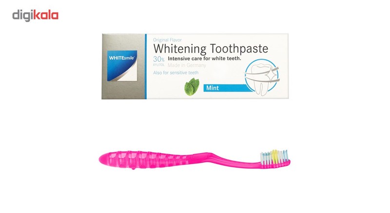 پک خمیر دندان وایت اسمایل مدل Whitening حجم 75میلی لیتر به همراه مسواک تریزا مدل Matrix Protection