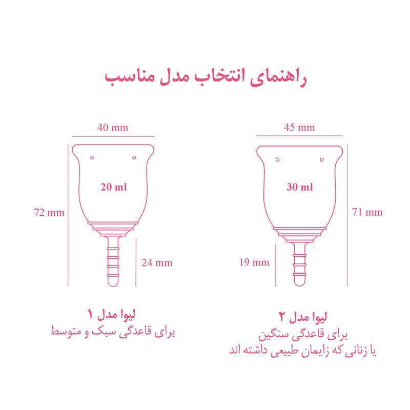 کاپ قاعدگی لیوا فارما سایز متوسط به همراه لیوان کاپ قاعدگی لیوا فارما مدل Mate02