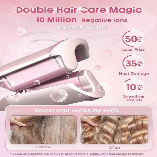 فر کننده مو شیگلم مدل Cupids Charm Beach Babe Hair Waver سایز 19 میلیمتر با تایمر هوشمند و پوشش سرامیکی
