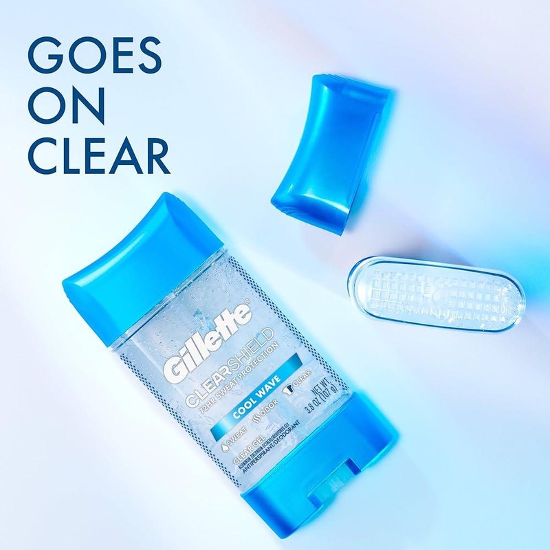 ژل شفاف ضد تعریق مردانه ژیلت مدل CLEAR SHIELD Cool Wave وزن 108 گرم