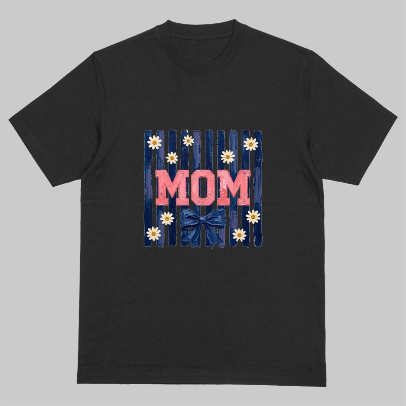 تی شرت باکسی زنانه نخ آستین سه ربع طرح MOM مدل مادر