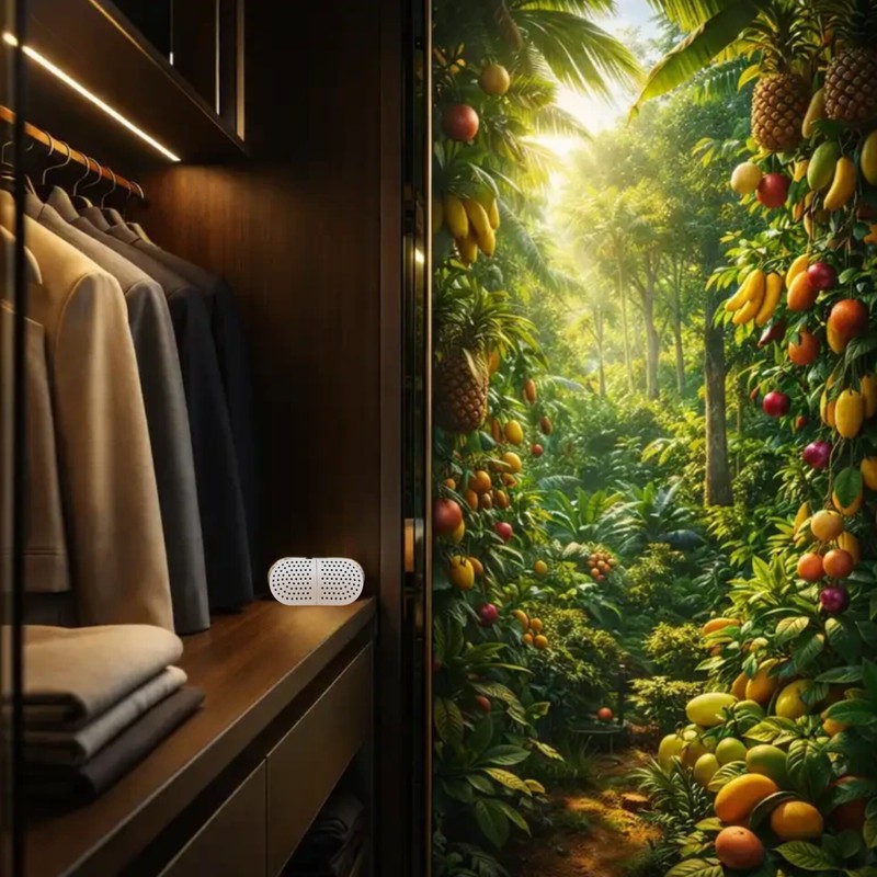 بوگیر و خوشبوکننده کمد لباس کوال ایکس مدل CLOSET TRIPLE ECOSYSTEM رایحه تروپیکال میوه های استوایی حجم 450 میلی لیتر ب...