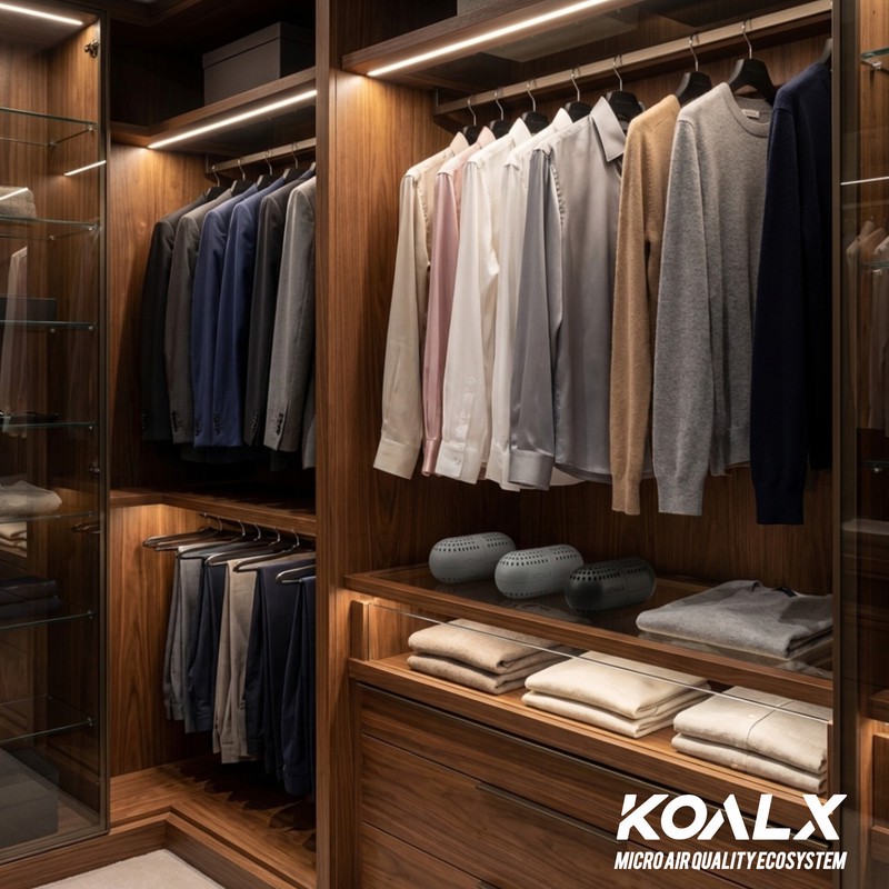 بوگیر و خوشبوکننده کمد لباس کوال ایکس مدل CLOSET TRIPLE ECOSYSTEM رایحه تروپیکال میوه های استوایی حجم 450 میلی لیتر ب...