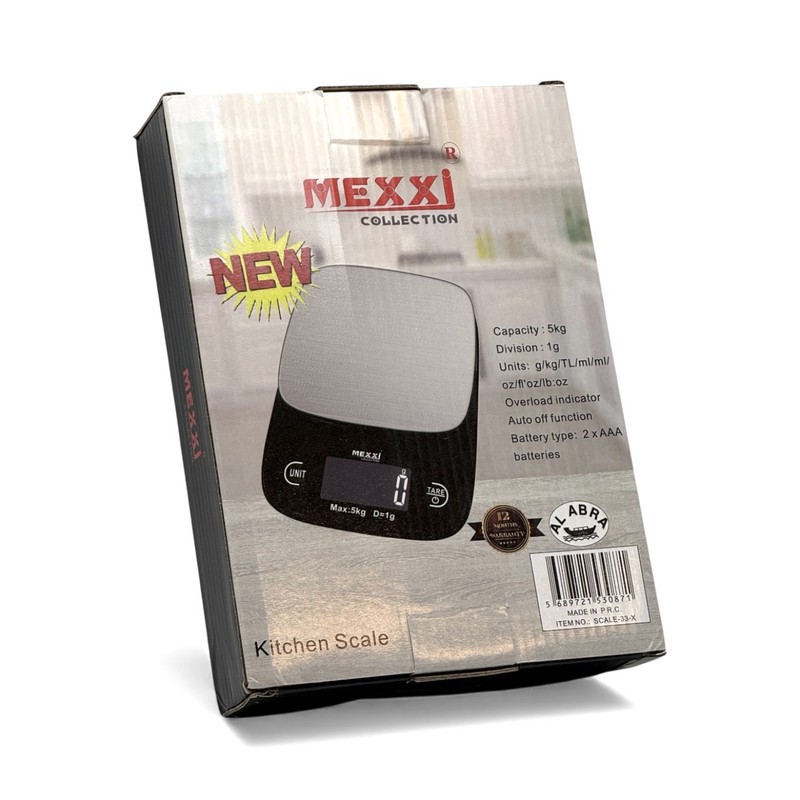 ترازو آشپزخانه دیجیتال آنالوگ مکسی مدل x33 حداکثر ظرفیت قابل اندازهگیری 5Kg کیلوگرم با دقت اندازهگیری 1گرم