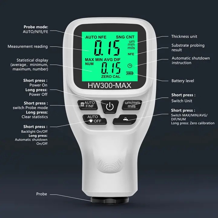 ضخامت سنج رنگ خودرو مدل HW300-MAX