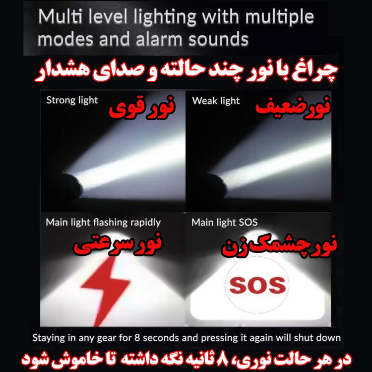چراغ قوه دستی مدل زنگ دار با نور مهتابی