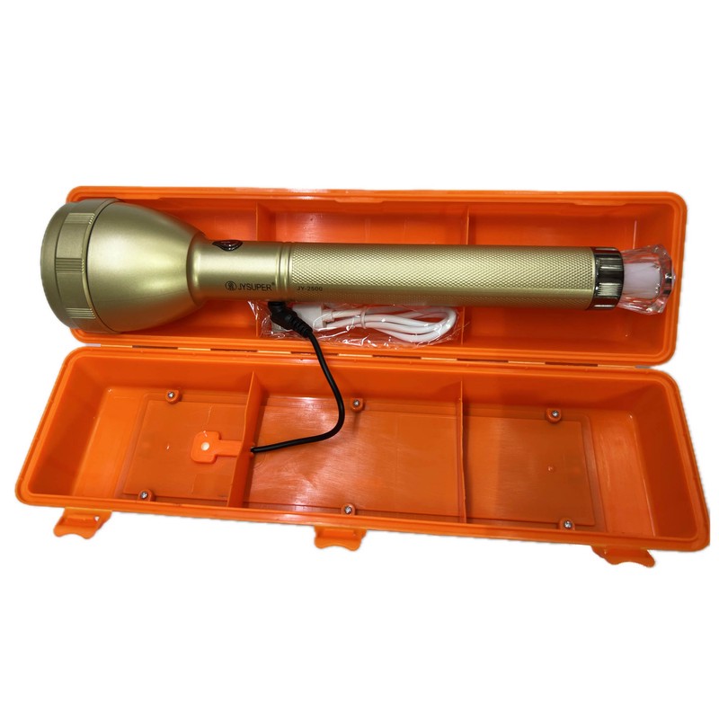 چراغقوه دستی مدل JY-2500 با برد 50 متر، نور ال ای دی و بدنه پلاستیک فشرده شارژی مناسب نگهبانی