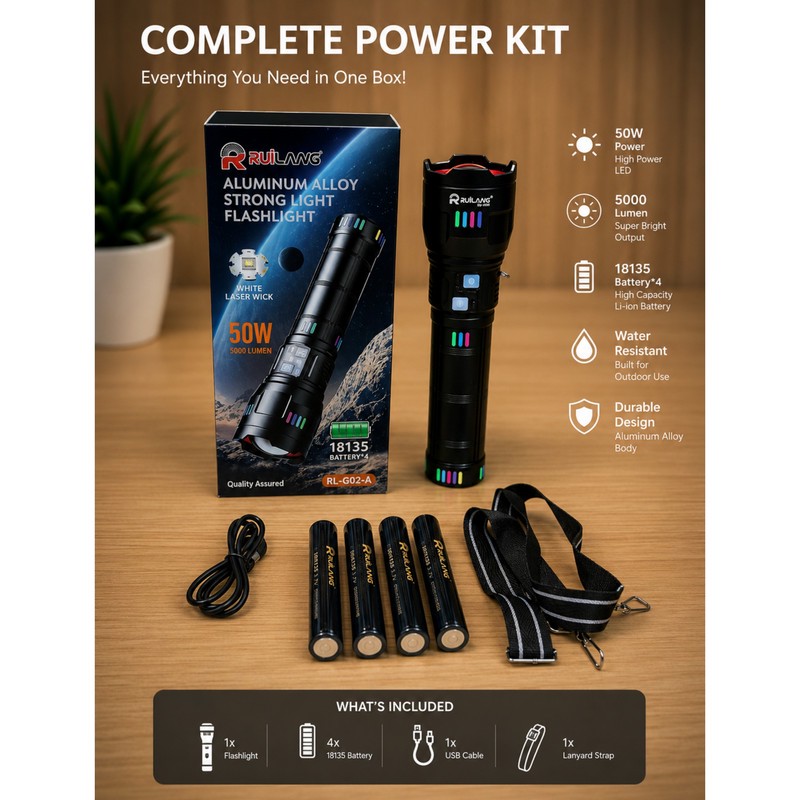 چراغ قوه دستی روی لانگ مل RL-G02-A با نور مهتابی