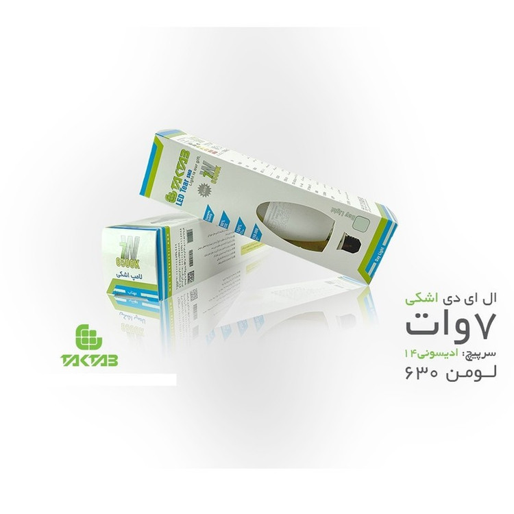 لامپ ال ای دی 7 وات تکتاب مدل شمعی پایه E14 بسته 12 عددی