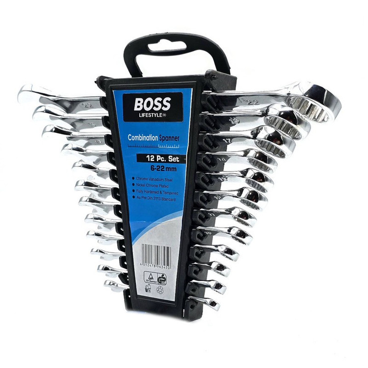 آچار یکسر تخت و یکسر رینگی باس مدل 6-22MM مجموعه 12 عددی