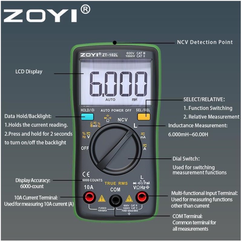 ال سی آر متر و مولتی متر زویی مدل ZT-102L