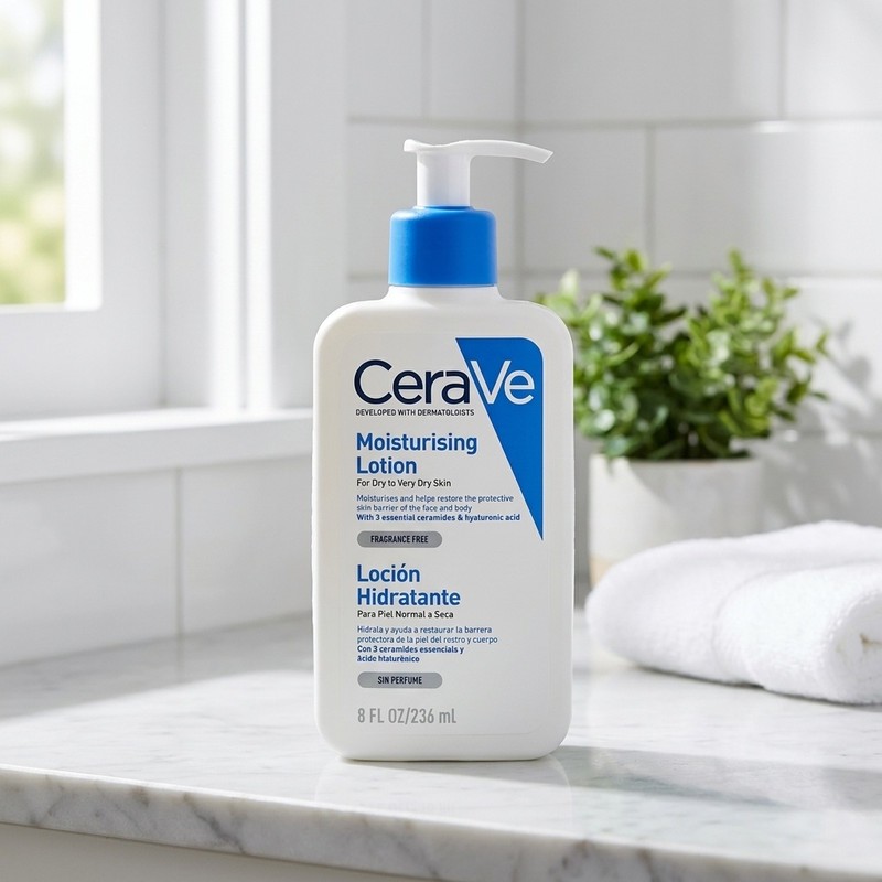 لوسیون بدن ژلی سراوی مدل MOISTURISING LOTION حجم 236 میلیلیتر مناسب انواع پوست بانوان با خاصیت مرطوبکنندگی و محفظه پمپی
