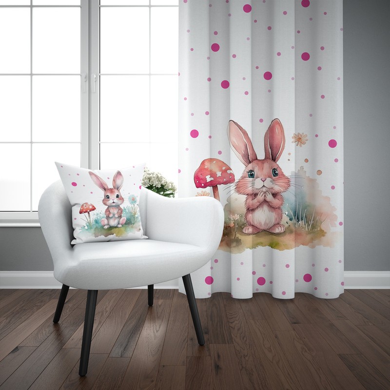 پرده مدل اتاق کودک طرح دخترانه خرگوش کهکشانی سایز 140x280 سانتی متر