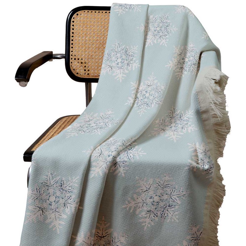 شال مبل طرح دانه های برف زمستان کد Q2SH1078 سایز 98x180 سانتی متر