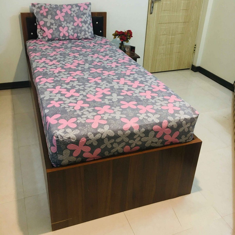 سرویس ملحفه مدل کشدار گلرو صورتی کد 120 یک نفره 2 تکه
