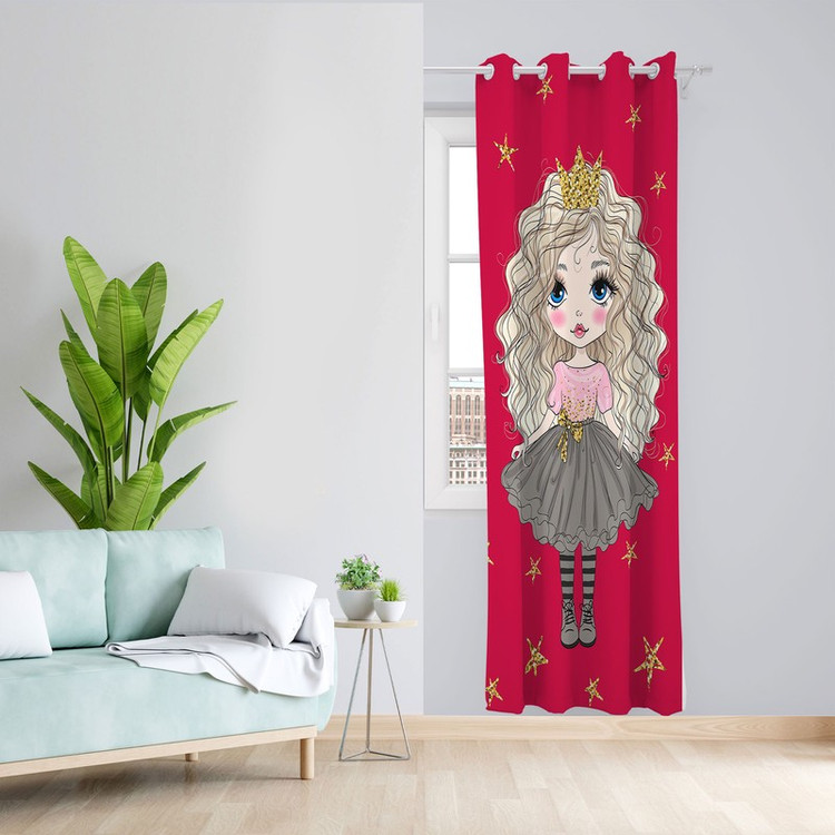 پرده مدل دخترانه مخمل پانچی کد 1003 سایز 140x280 سانتی متر