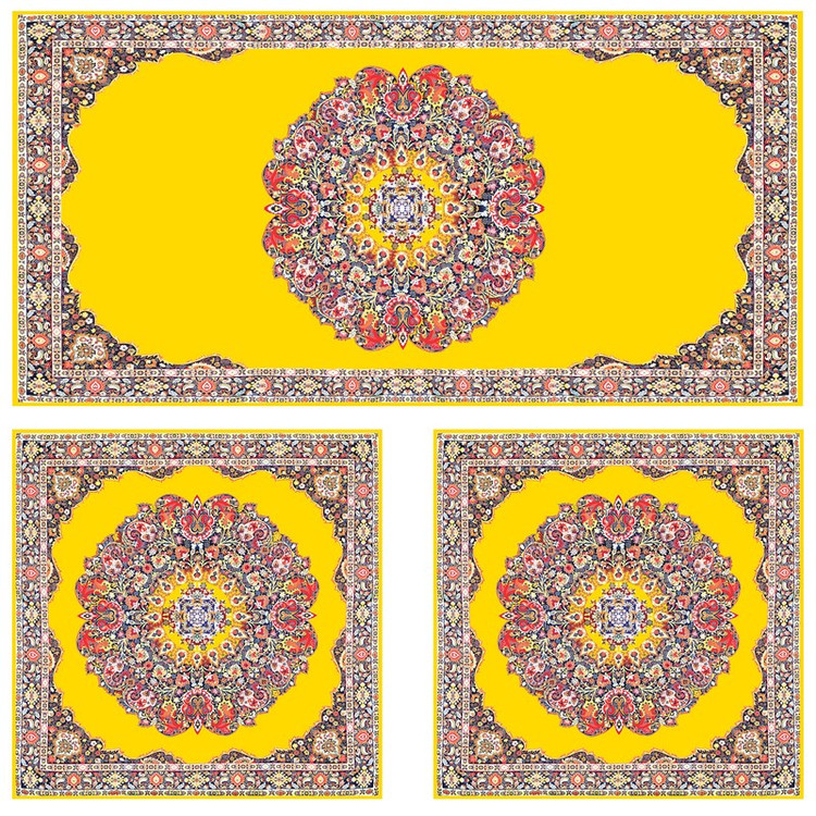 ست رومیزی سه تکه مستطیل مربع طرح ترمه کد 9920.16