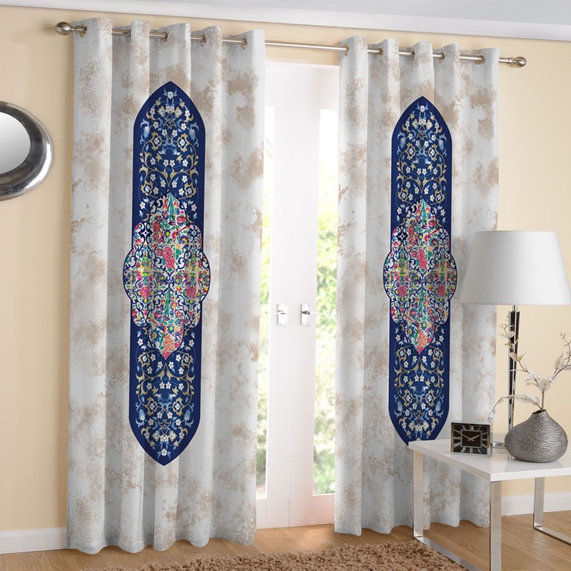 پرده مدل هازان چاپی طرح سنتی کد 3246 سایز 140x280 سانتیمتر