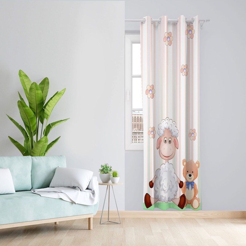 پرده مدل اتاق کودک مخمل پانچی طرح پسرانه کد 4551 سایز 140x280 سانتی متر