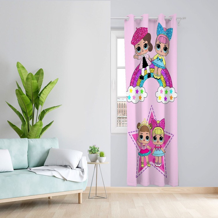 پرده مدل اتاق کودک مخمل پانچی طرح دخترانه کد 4573 سایز 140x280 سانتی متر