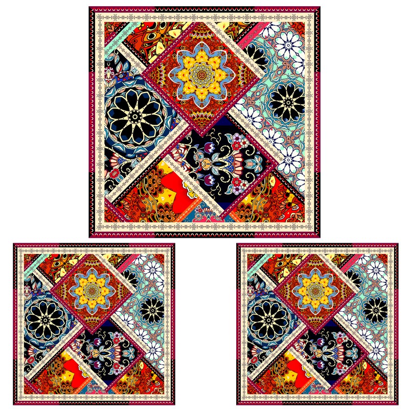 ست رومیزی سه تکه طرح چهل تکه کد 9935