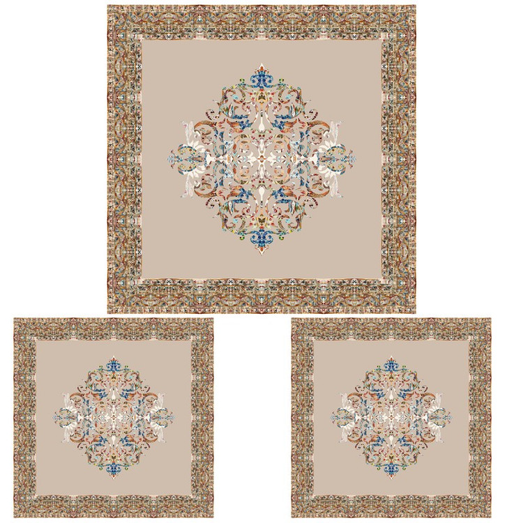 ست رومیزی سه تکه مربع طرح آبرنگ کد 9946.3