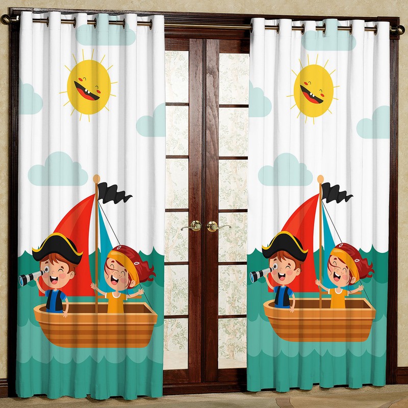 پرده مدل مخمل پانچی طرح کودک کد 1186T2 سایز 200x140 سانتی متر
