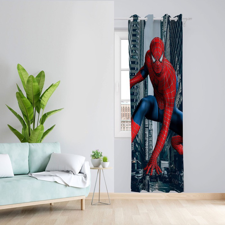 پرده مدل مرد عنکبوتی مخمل پانچی کد 4671 سایز 140x280 سانتی متر