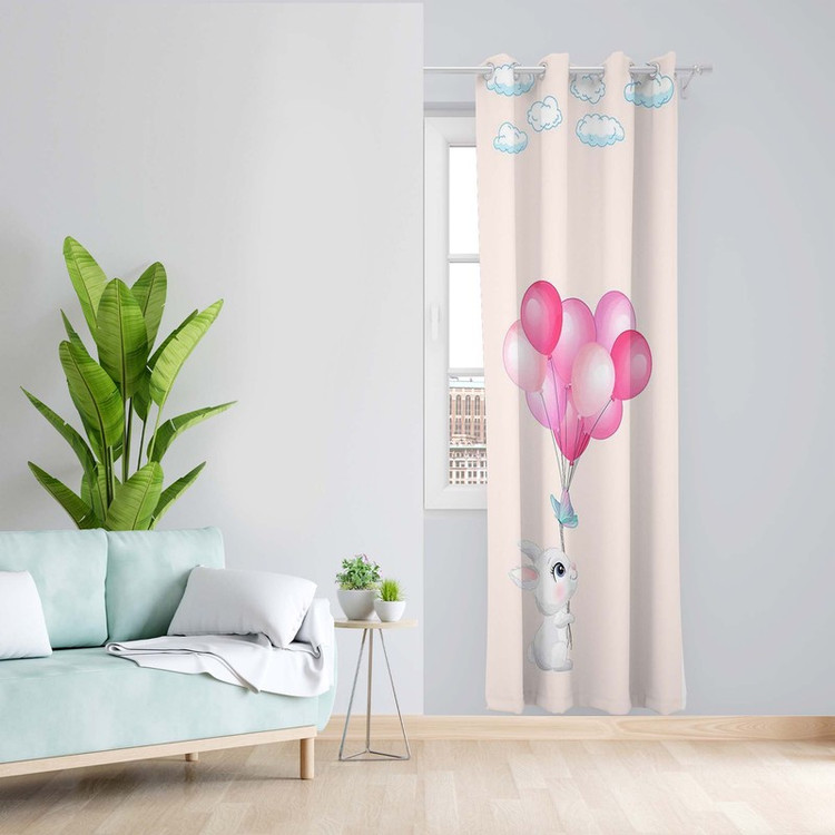 پرده طرح خرگوش مدل مخمل پانچی کد 5579L z سایز 140x200 سانتی متر