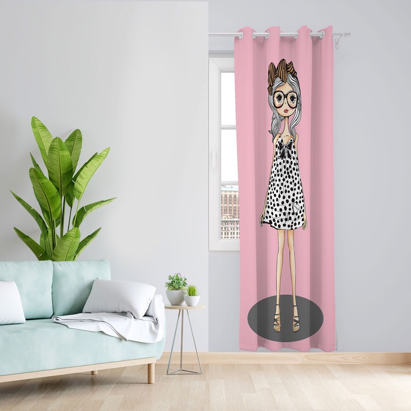 پرده مدل اتاق کودک مخمل پانچی طرح دخترانه کد 1830 سایز 140x280 سانتی متر
