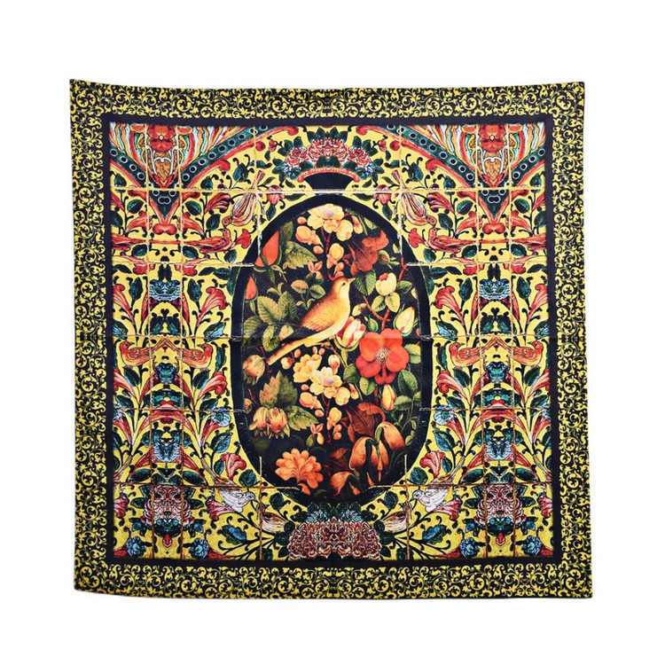 رومیزی مدل مخمل طرح گل و مرغ کد 91