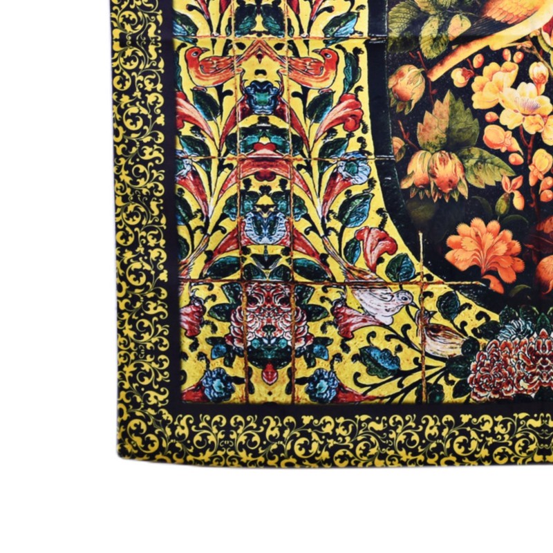 رومیزی مدل مخمل طرح گل و مرغ کد 91