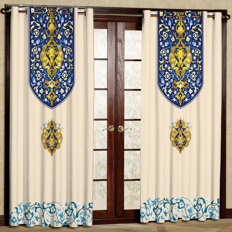 پرده بارمان دکور طرح سنتی مدل هازان پانچی کد 1538 W سایز 140x280 سانتی متر