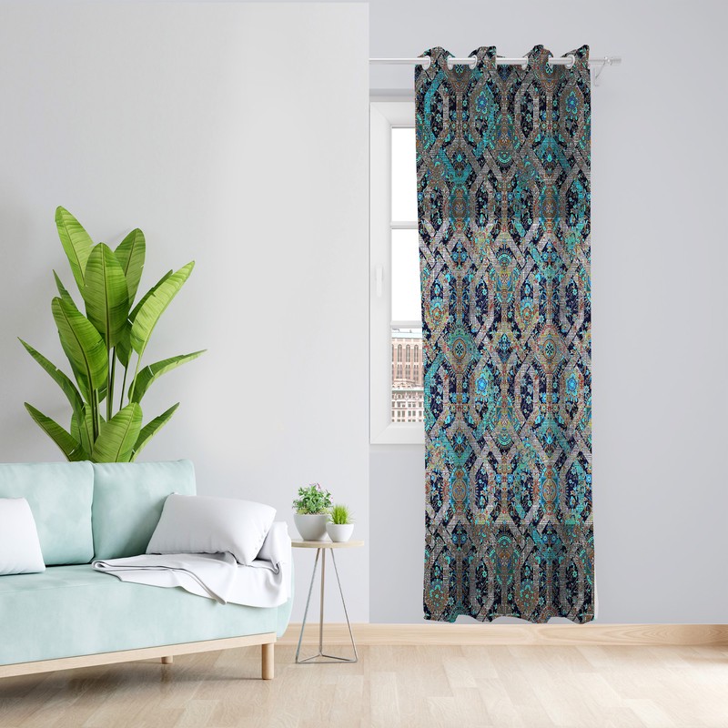 پرده طرح مدرن مدل مخمل پانچی کد L 1021R Z سایز 140x200 سانتی متر