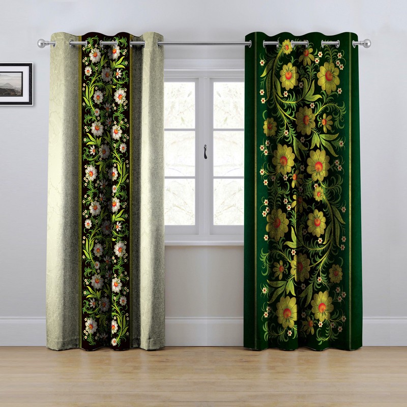 پرده مدل پانچی گلدار سایز 280x145 سانتی متر