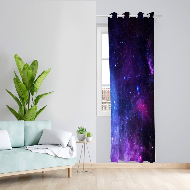 پرده طرح کهکشان مدل مخمل پانچی کد L 471 Z سایز 140x200 سانتی متر