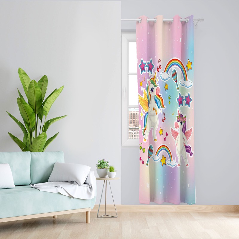 پرده مدل کارتون پونی مخمل پانچی کد 1229a سایز 140x280 سانتی متر