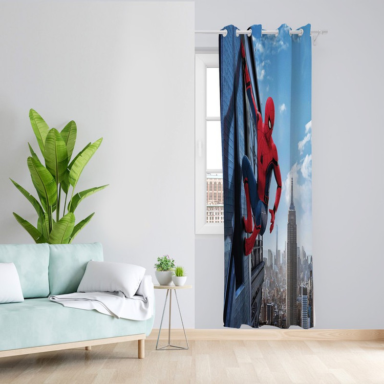 پرده طرح مرد عنکبوتی مدل مخمل پانچی کد L 1720 Z سایز 140x200 سانتی متر