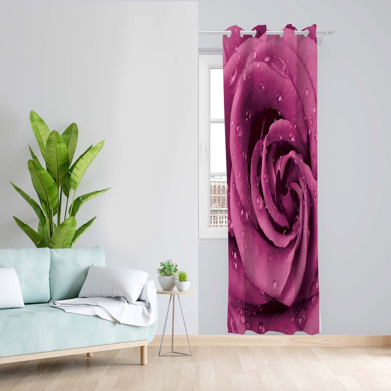 پرده طرح تک گل مدل مخمل پانچی کد 1454 z سایز 140x200 سانتی متر
