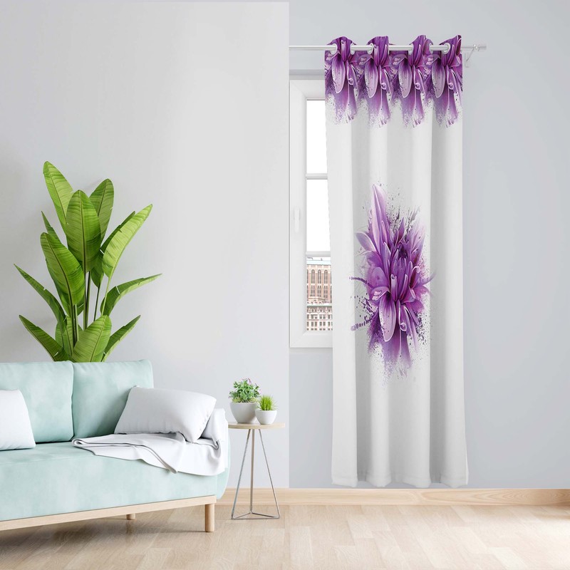 پرده طرح نیلوفر مدل مخمل پانچی کد 1458 z سایز 140x200 سانتی متر