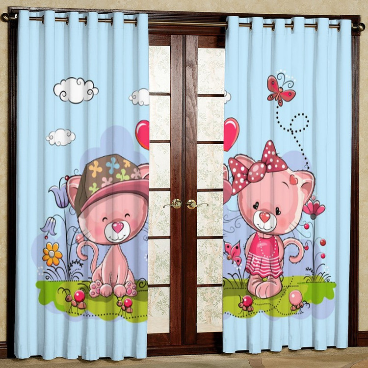 پرده طرح کودک خرس مدل مخمل پانچی کد 4352 W سایز 140x200 سانتی متر