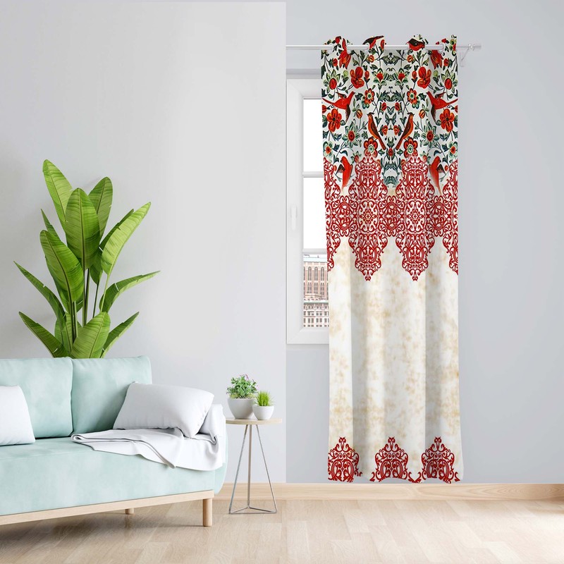 پرده طرح سنتی مدل مخمل پانچی کد 5255 z سایز 140x200 سانتی متر