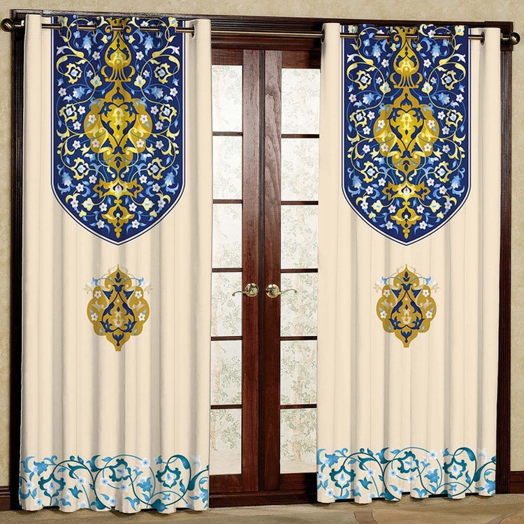 پرده بارمان دکور طرح ترنج مدل هازان پانچی کد 1538 W سایز 140x280 سانتی متر
