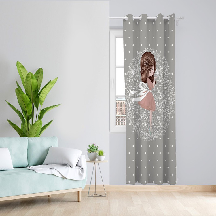 پرده طرح کودک دختر مدل مخمل پانچی کد L 1919 Z سایز 140x200 سانتی متر