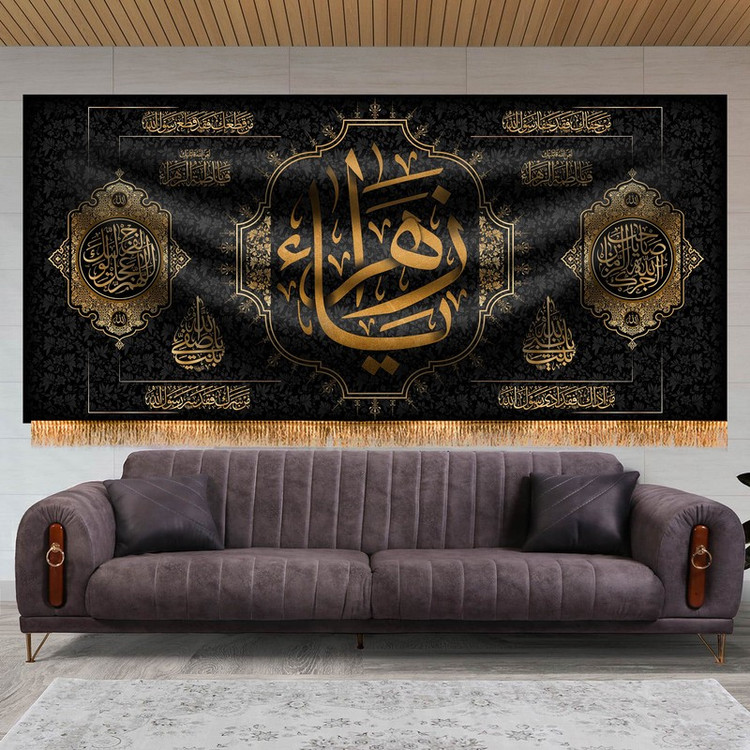 پرچم مدل پشت منبری شهادت حضرت زهرا کد 8415S